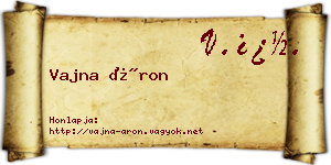 Vajna Áron névjegykártya